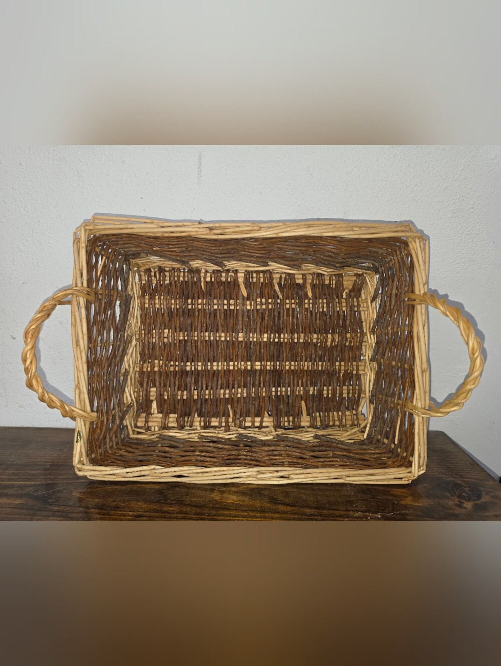 Rustic Brown Woven Rattan Storage Basket - Home Accents